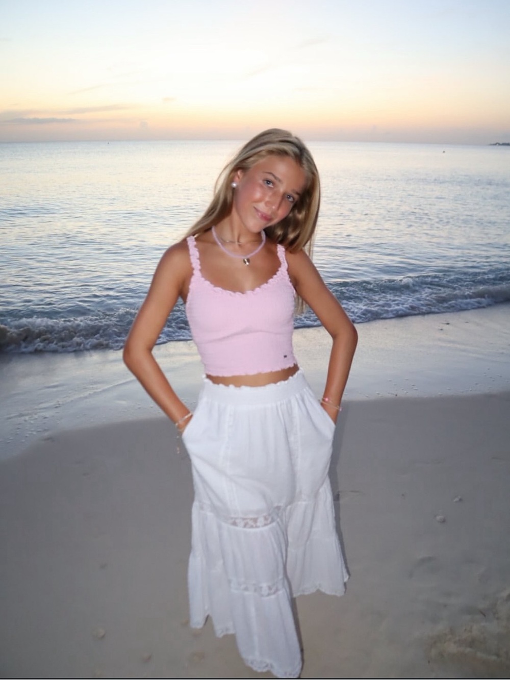 LoveShackFancy White Smocked Ruffle skirt
